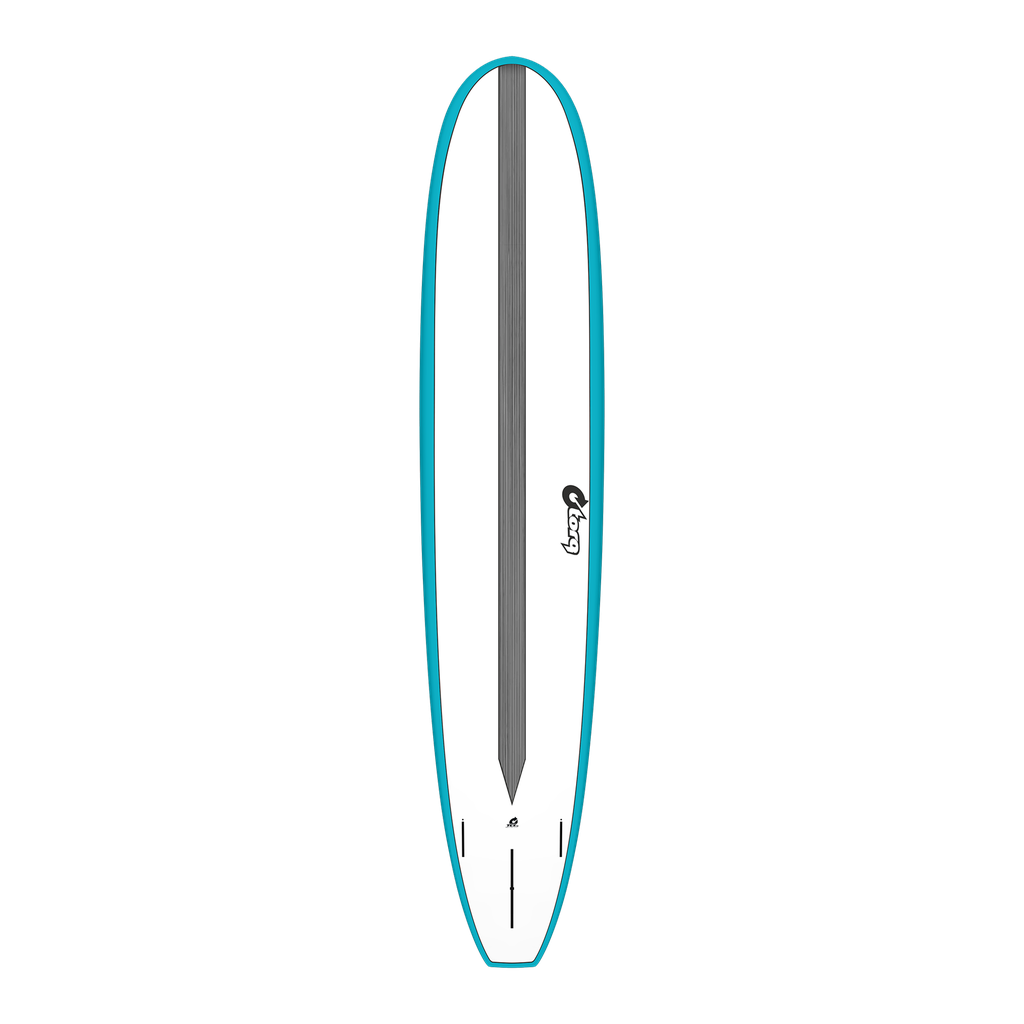 torq TET 9´6 - Longboard - White + Carbon Strip + Teal Rails