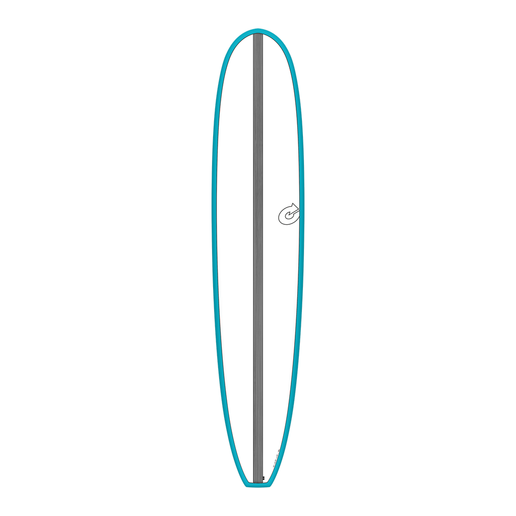 torq TET 9´6 - Longboard - White + Carbon Strip + Teal Rails